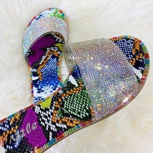 Multi colors crystal sandals